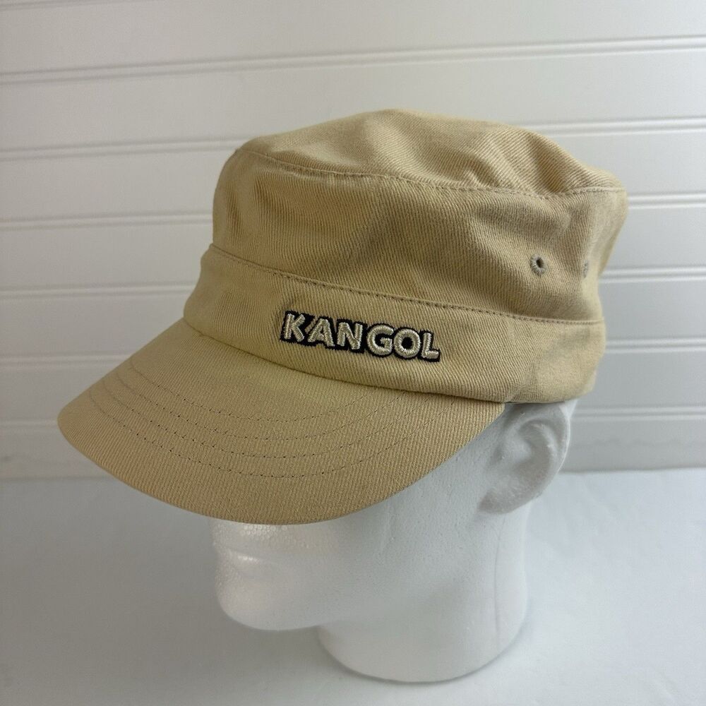 Kangol Unisex S/M Cotton Twill Army Cap Beige Tan Flexfit Military Cadet Hat
